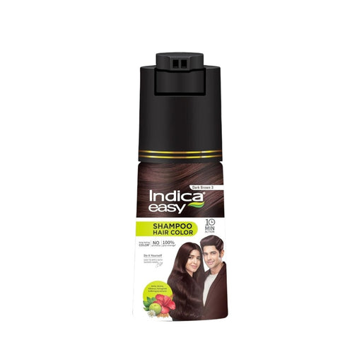 Indica Easy Do - It - Yourself Hair Color Shampoo Pump Pack with 5 Herbal Extracts and 100% Ammonia Free, Long Lasting Formula, 180 ML - Natural Brown Colour - Cavinkart