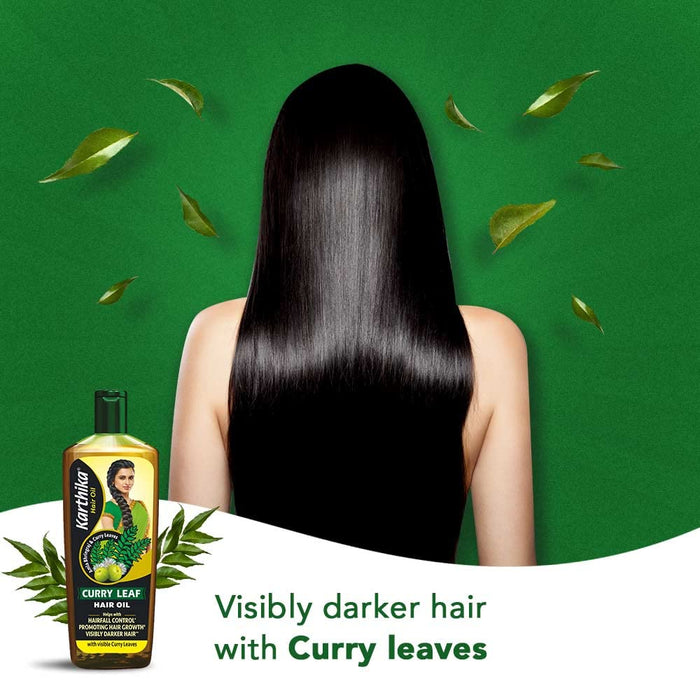 Karthika Curry Leaf Hair Oil, 200ml | Controls Hairfall, Promotes Hair Growth, Visibly Darker Hair, with Goodness Of Amla and Bhringraj - Cavinkart