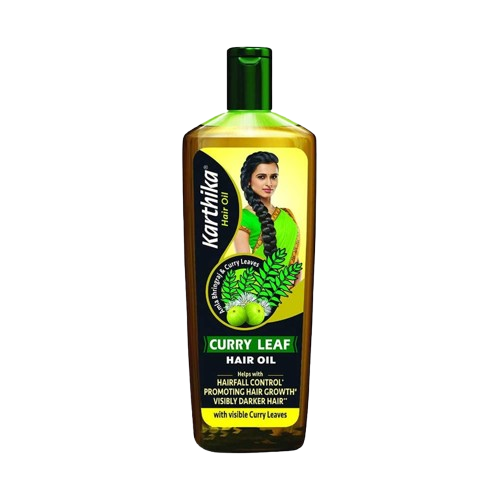 Karthika Curry Leaf Hair Oil, 200ml | Controls Hairfall, Promotes Hair Growth, Visibly Darker Hair, with Goodness Of Amla and Bhringraj - Cavinkart