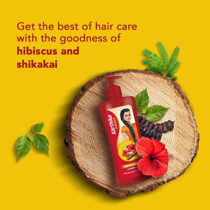 Karthika Hair Fall Shield Shampoo, 650 ml | With The Goodness Of Shikakai & Hibiscus, For Men & Women (Pack of 2) - Cavinkart