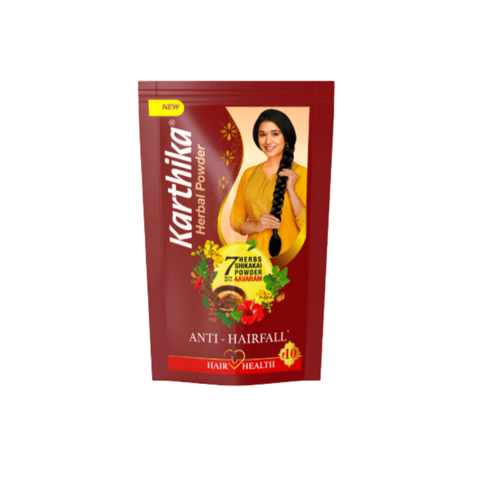 Karthika Herbal Powder, 85g Pouch (Pack of 6) | Gentle Cleanse, Promotes Hair Growth, Maintains Natural Shine | With Richness of Vitamins C and D - Cavinkart