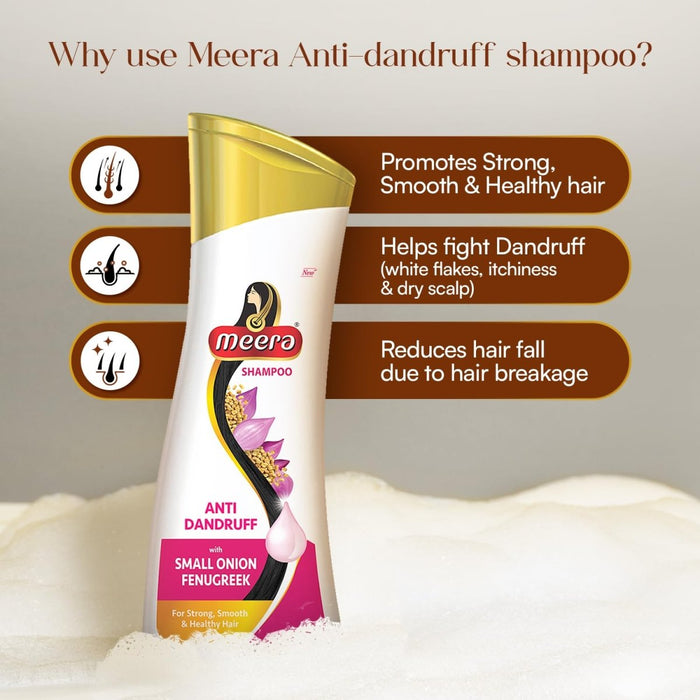 Meera Anti Dandruff Shampoo, 180 ml | With Goodness Of Small Onion and Fenugreek, Fights Dandruff For Men And Women, Paraben Free - Cavinkart