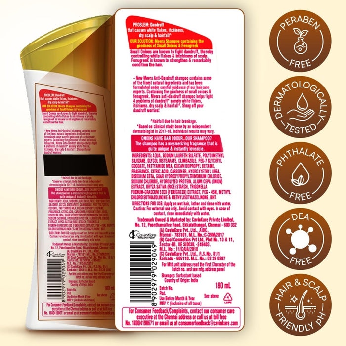 Meera Anti Dandruff Shampoo, 180 ml | With Goodness Of Small Onion and Fenugreek, Fights Dandruff For Men And Women, Paraben Free - Cavinkart