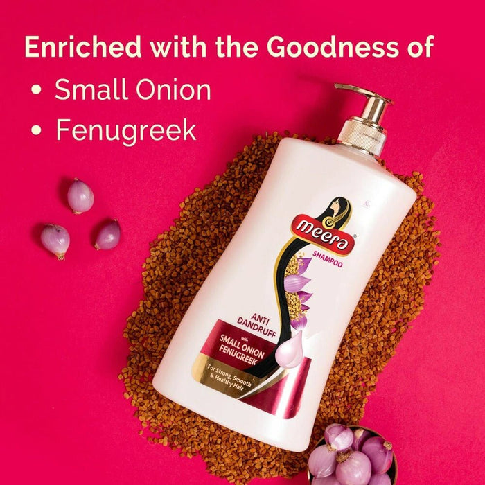 Meera Anti Dandruff Shampoo, 1L | With Goodness Of Small Onion and Fenugreek, Fights Dandruff For Men And Women, Paraben Free - Cavinkart