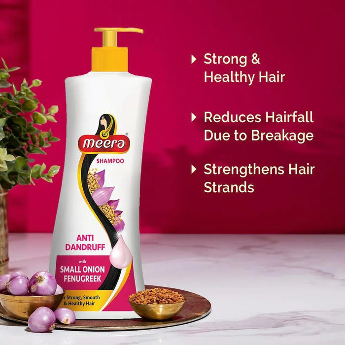 Meera Anti Dandruff Shampoo, 340 ml | With Goodness Of Small Onion and Fenugreek, Fights Dandruff For Men And Women, Paraben Free - Cavinkart