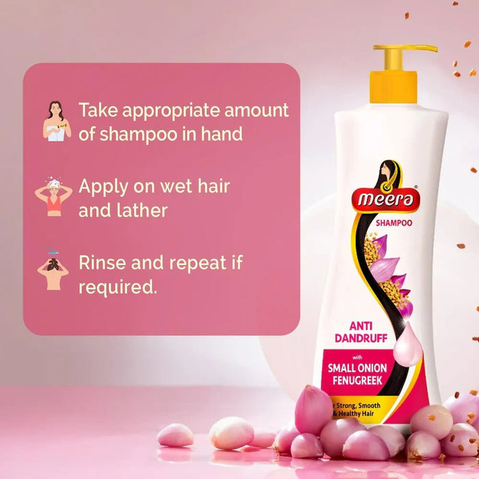 Meera Anti Dandruff Shampoo, 340 ml | With Goodness Of Small Onion and Fenugreek, Fights Dandruff For Men And Women, Paraben Free - Cavinkart