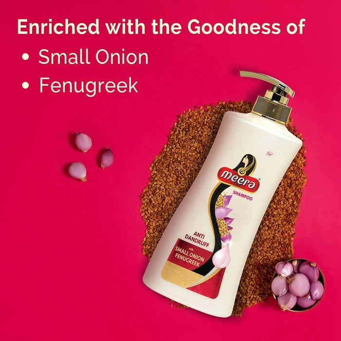 Meera Anti Dandruff Shampoo, 650 ml | With Goodness of Small Onion and Fenugreek, Fights Dandruff for Men and Women, Paraben Free - Cavinkart