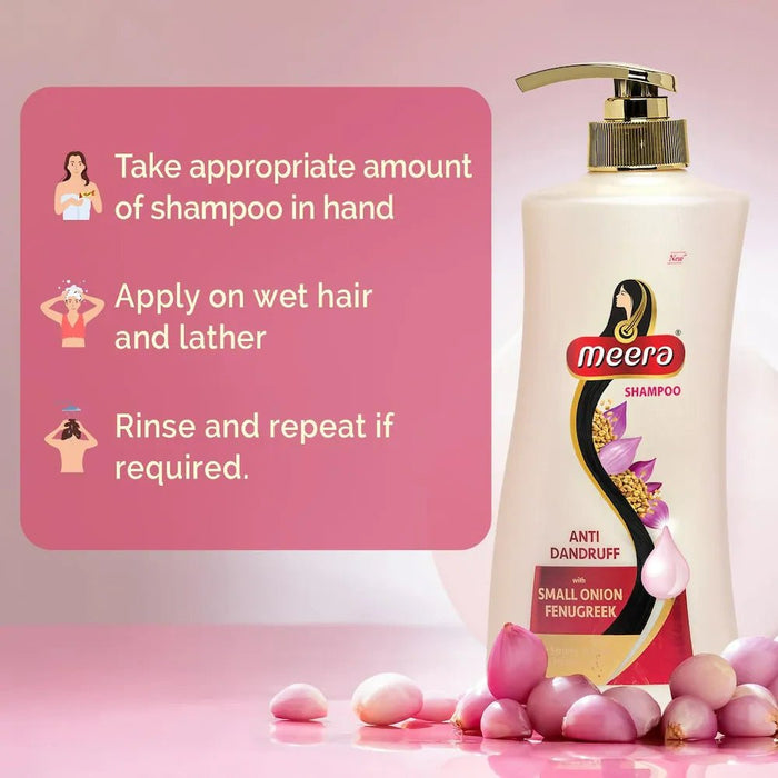 Meera Anti Dandruff Shampoo, 650 ml | With Goodness of Small Onion and Fenugreek, Fights Dandruff for Men and Women, Paraben Free - Cavinkart