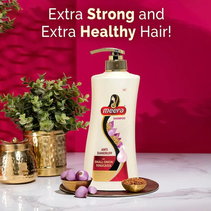 Meera Anti Dandruff Shampoo, 650 ml | With Goodness of Small Onion and Fenugreek, Fights Dandruff for Men and Women, Paraben Free - Cavinkart