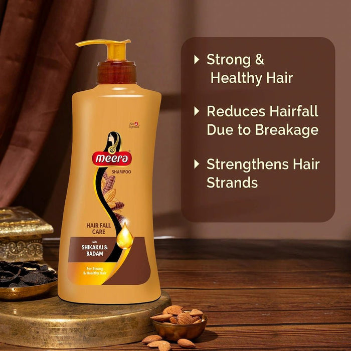 Meera Hairfall Care Shampoo, 650 ml | Goodness Of Badam & Shikakai, For Strong & Healthy Hair | For Men And Women, Paraben Free - Cavinkart