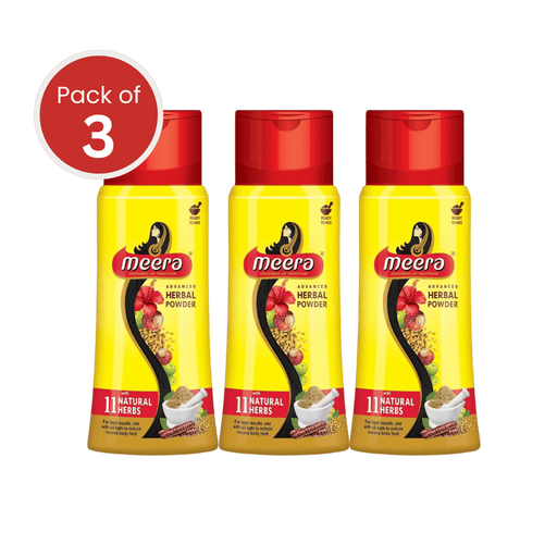 Meera Herbal Hairwash Powder with 11 Natural Herbs, 150g | Advanced Formula for Hair Fall Protection, Strong & Healthy Hair | Fragrance - Free | For Men and Women (Pack of 3) - Cavinkart