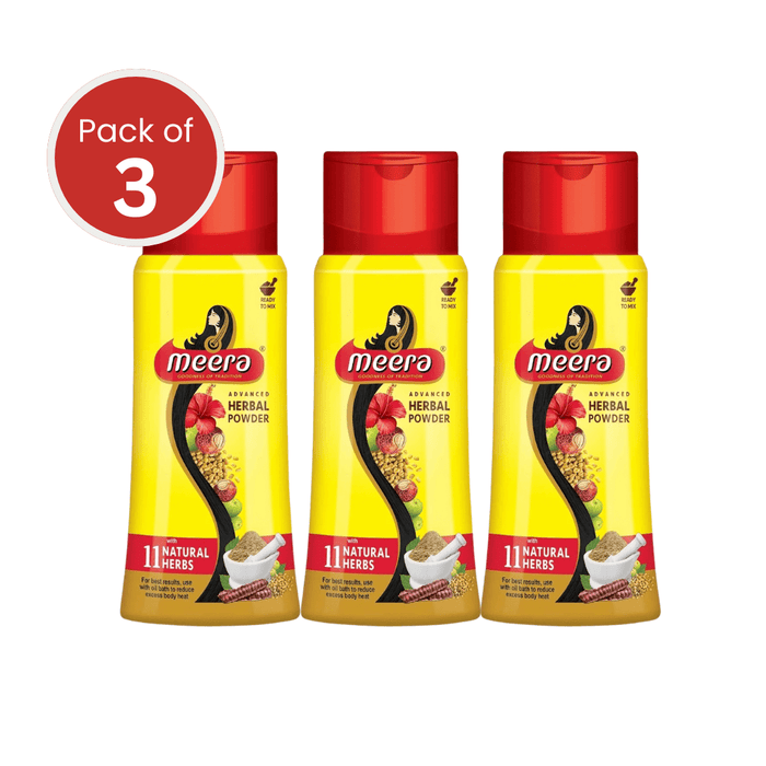 Meera Herbal Hairwash Powder with 11 Natural Herbs, 150g | Advanced Formula for Hair Fall Protection, Strong & Healthy Hair | Fragrance - Free | For Men and Women (Pack of 3) - Cavinkart