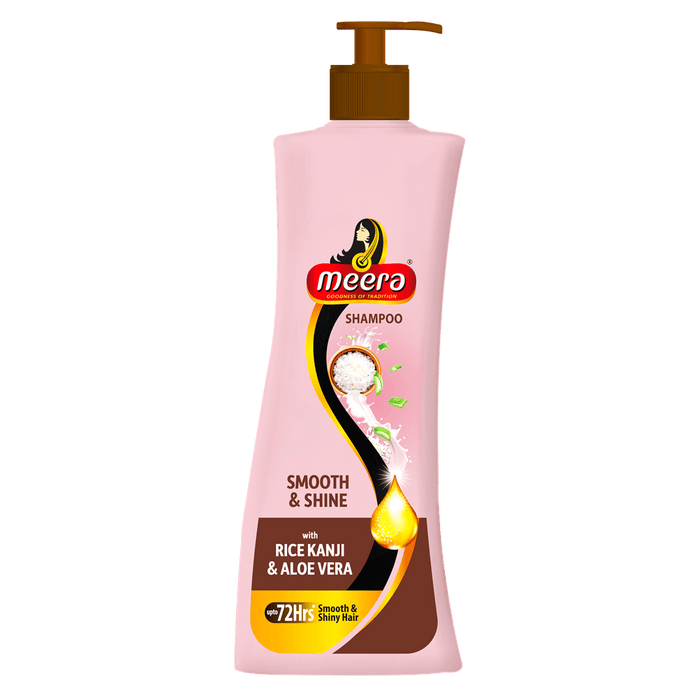 Meera Smooth & Shiny Shampoo with Rice Kanji & Aloe Vera, 340ml | Up to 72H Smoothness & Shine | For Men & Women - Cavinkart