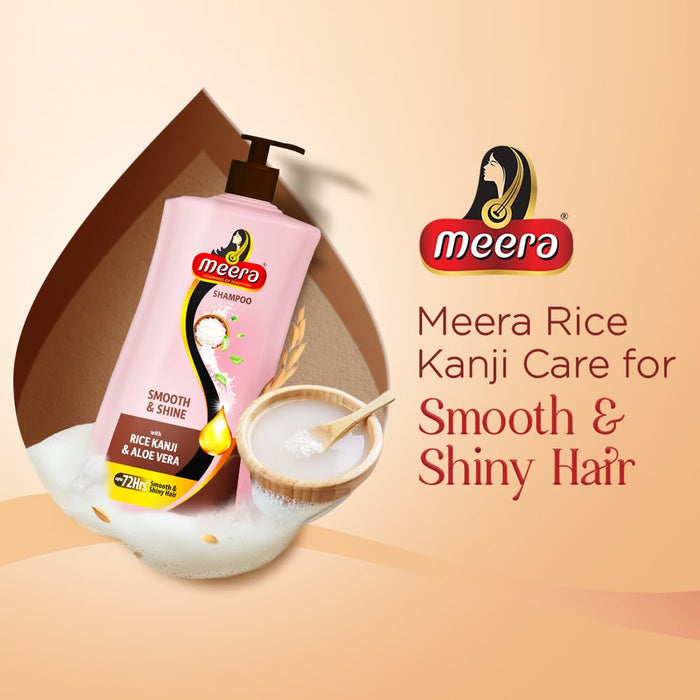 Meera Smooth & Shiny Shampoo with Rice Kanji & Aloe Vera, 650ml | Up to 72H Smoothness & Shine | For Men & Women - Cavinkart