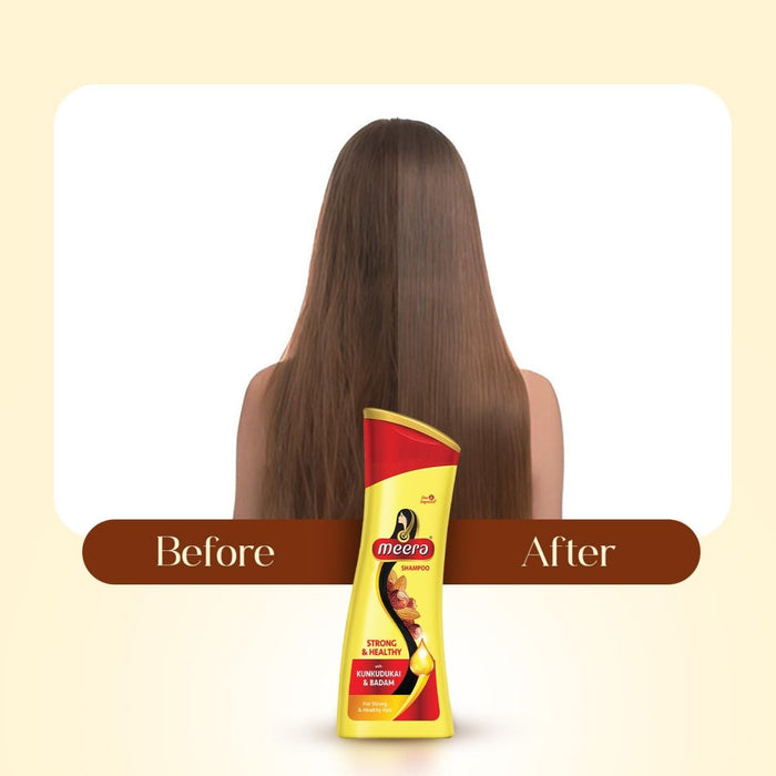Meera Strong and Healthy Shampoo, 180ml | With Goodness of Kunkudukai & Badam Gives Soft & Smooth Hair | For Men and Women, Paraben Free - Cavinkart