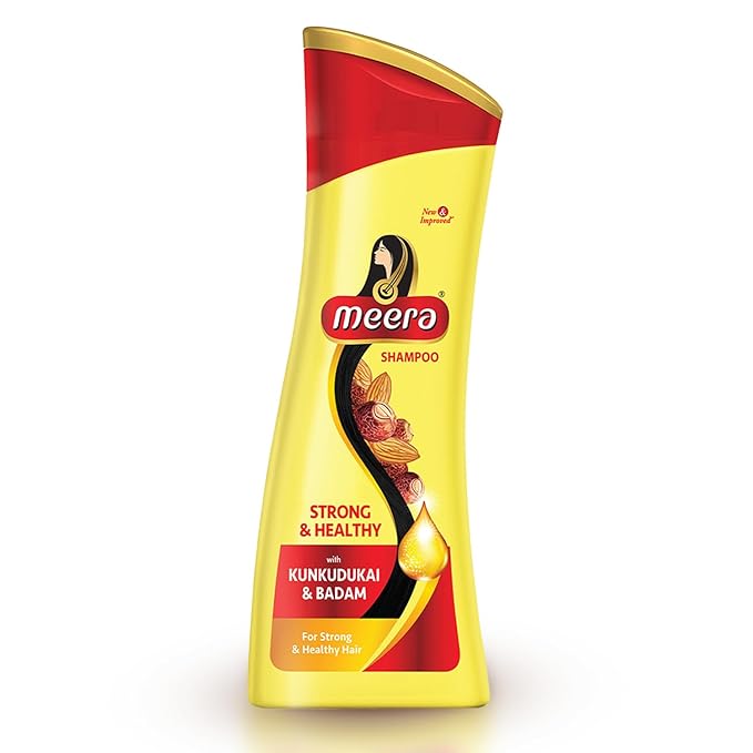 Meera Strong and Healthy Shampoo, 180ml | With Goodness of Kunkudukai & Badam Gives Soft & Smooth Hair | For Men and Women, Paraben Free - Cavinkart