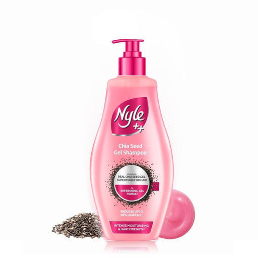 Nyle ++ Chia Seed Gel Shampoo 650ml | Infused with Real Chia Seed Gel | Refreshing Gel Format | Reduces up to 98% Hairfall* | Intense Moisturising & Hair Strength - Cavinkart