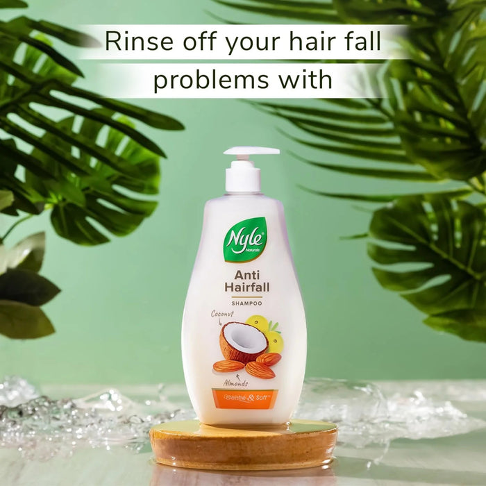 Nyle Naturals Anti - Hairfall Shampoo | For Hairfall Control | With Coconut Milk, Badam and Amla |Gentle & Soft Shampoo For Men & Women |400ml - Cavinkart