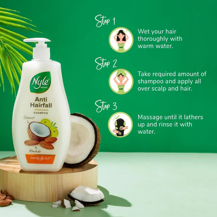 Nyle Naturals Anti - Hairfall Shampoo | For Hairfall Control | With Coconut Milk, Badam and Amla |Gentle & Soft Shampoo For Men & Women |400ml - Cavinkart