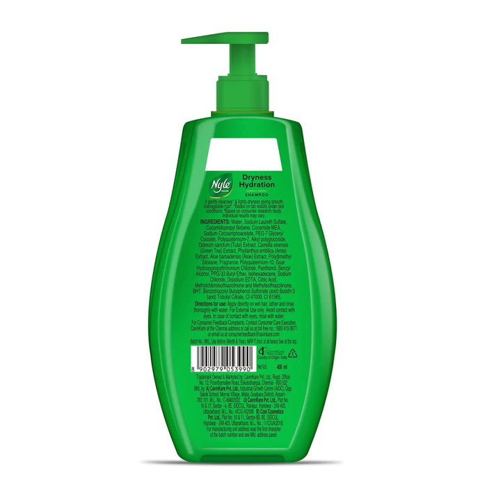 Nyle Naturals Dryness Hydration Shampoo, 400ml | For Dry & Frizz - Free Hair With Tulsi, Amla, and Aloe Vera | Gentle & Soft Shampoo For Men & Women - Cavinkart