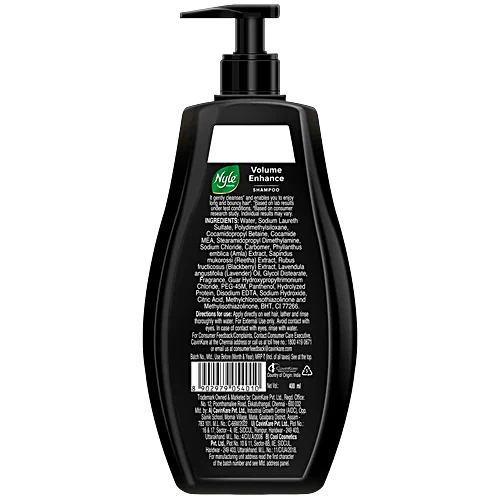 Nyle Naturals Volume Enhance Shampoo, 400 ml | For Voluminous Hair With Reetha, Blackberry & Amla | Gentle & Soft Shampoo For Men & Women - Cavinkart