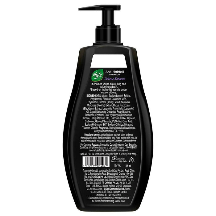 Nyle Naturals Volume Enhance Shampoo, 800 ml | For Voluminous Hair With Reetha, Blackberry & Amla | Gentle & Soft Shampoo For Men & Women - Cavinkart
