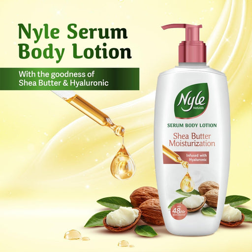 Nyle Serum Body Lotion for All Skin Types, 400 ml | With Shea Butter, Hyaluronic Acid & Vitamin B5 | 48H Moisturization | Lightweight & Non - Sticky - Cavinkart