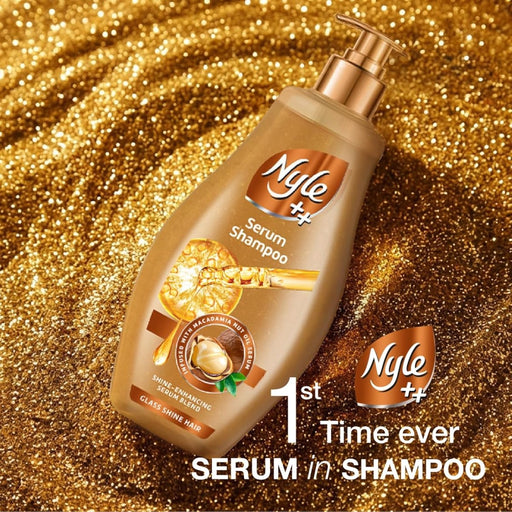 Nyle ++ Serum Shampoo 650ml | Glass Shine Hair | Infused with Macadamia Nut Oil Serum | Shine - Enhancing Serum Blend - Cavinkart