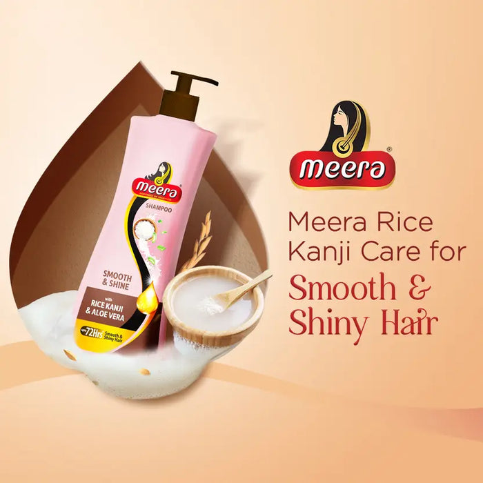 Meera Smooth & Shiny Shampoo with Rice Kanji & Aloe Vera, 340ml | Up to 72H Smoothness & Shine | For Men & Women
