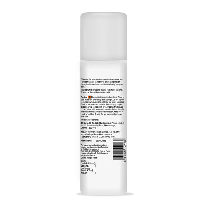 Petterati Air Freshener Floral (250 ML) | Pet - Safe Air Freshener | Long - Lasting Odour Neutraliser for Homes, Offices, & Cars - Cavinkart