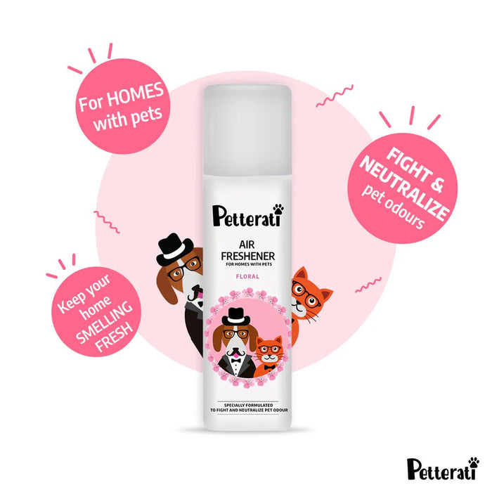 Petterati Air Freshener Floral (250 ML) | Pet - Safe Air Freshener | Long - Lasting Odour Neutraliser for Homes, Offices, & Cars - Cavinkart