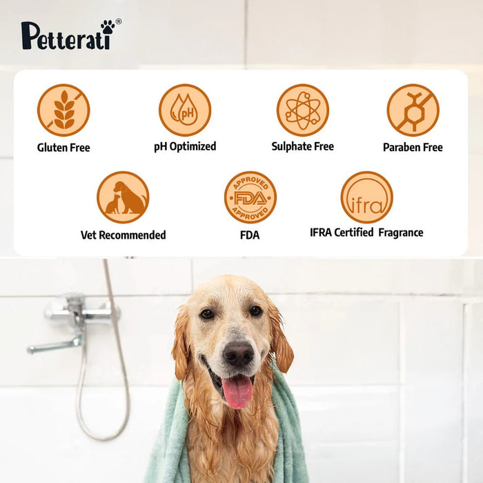 Petterati Cleansing & Moisturising Dog Shampoo with Oatmeal and Manuka Honey, 400ml | Sulphate & Paraben - Free | Vet Recommended - Cavinkart
