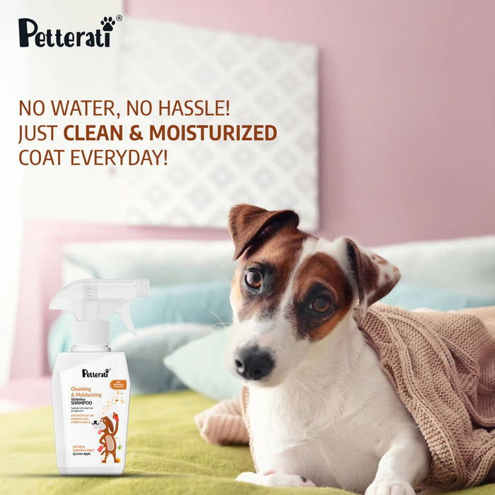 Petterati Cleansing & Moisturising Waterless Oatmeal Dog Shampoo - 400ml | Dry Bath for Dogs | Instant Dirt & Odor Removal | Ideal for Travel | pH Optimised - Cavinkart