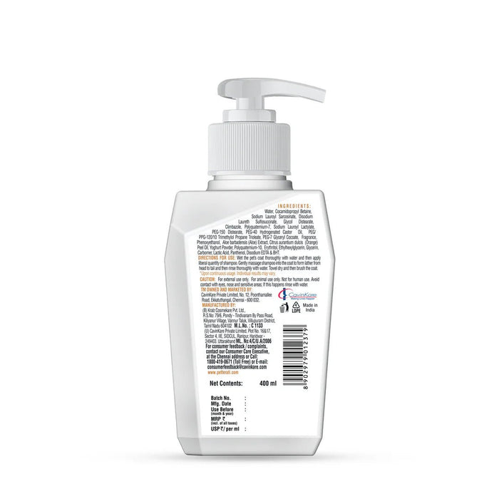 Petterati Dog Dandruff Shampoo | Anti - Dandruff Formula for Healthy Dog Coats | 400ml - Cavinkart