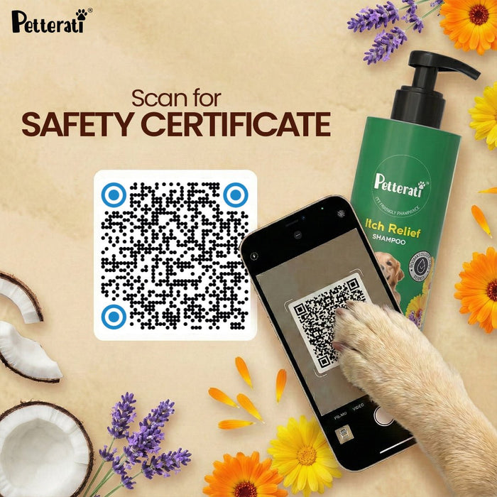 Petterati Itch Relief Dog Shampoo | With Goodness of Coconut, Lavender, Pot Marigold | Shampoo + Conditioner 1000ml Dermatologically Tested with Malodour Neutraliser and Pet Friendly Fragrance - Cavinkart