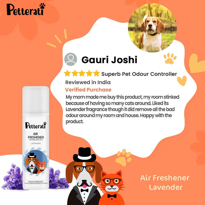 Petterati Lavender Air Freshener (250ml) Fight & Neutralize Pet Odours | Leave Your Surroundings Smelling Fresh - Cavinkart