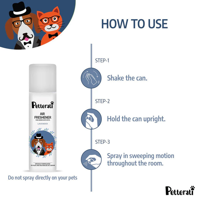 Petterati Lavender Air Freshener (250ml) Fight & Neutralize Pet Odours | Leave Your Surroundings Smelling Fresh - Cavinkart