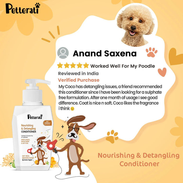 Petterati Nourishing & Detangling Dog Conditioner (400 ML) | Nourishing & Detangling Formula for Soft Coats | For Long - Haired and Thick - Coated Breeds - Cavinkart