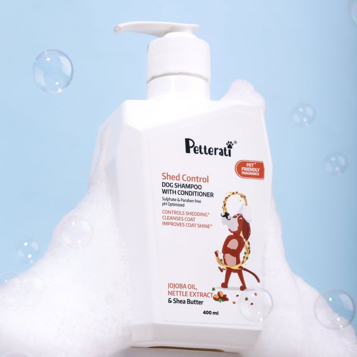 Petterati Shed Control Shampoo | Dog Hairfall Shampoo | Reduces Excessive Shedding for Dogs | 400ml - Cavinkart