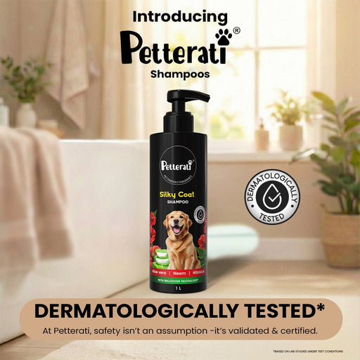 Petterati Silky Coat Dog Shampoo | Healthy, Shiny & Silky Fur | Malodour Neutraliser | pH Optimized | 1000ml - Cavinkart