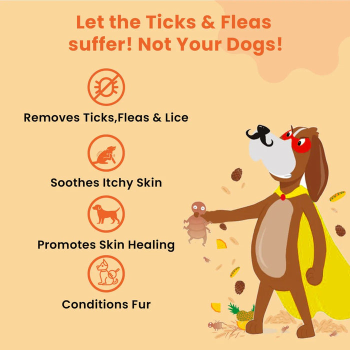 Petterati Tick & Flea Dog Shampoo With Conditioner, 400ml | For All Breeds | Removes Ticks, Fleas - Cavinkart