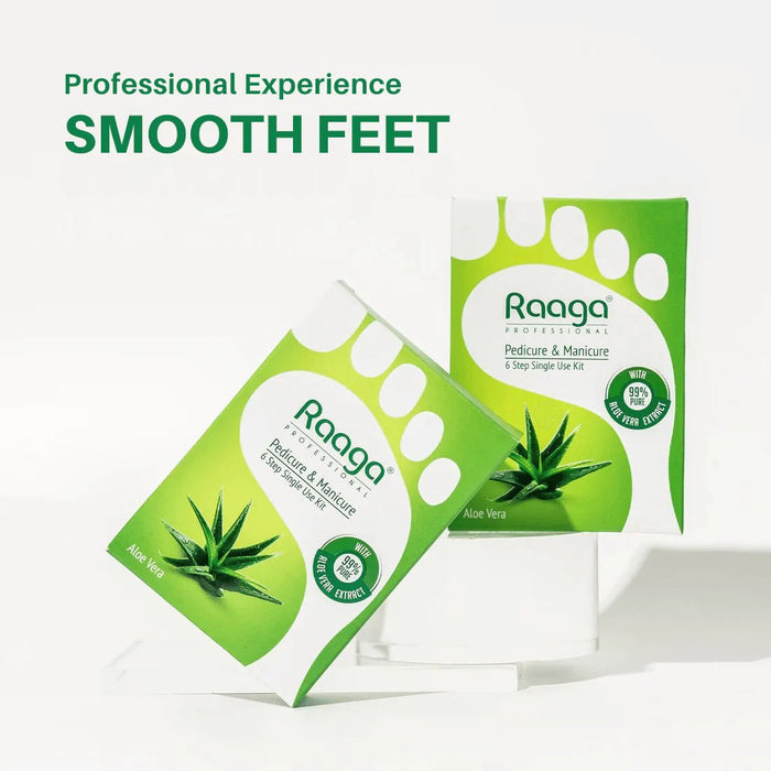 Raaga Professional Aloe Vera Pedicure and Manicure Kit for Soft & Relaxed Hands and Feet | 99% Pure Aloe Vera Extract | 6 Sachets | 63 gm - Cavinkart