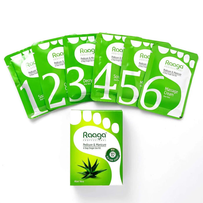 Raaga Professional Aloe Vera Pedicure and Manicure Kit for Soft & Relaxed Hands and Feet | 99% Pure Aloe Vera Extract | 6 Sachets | 63 gm - Cavinkart