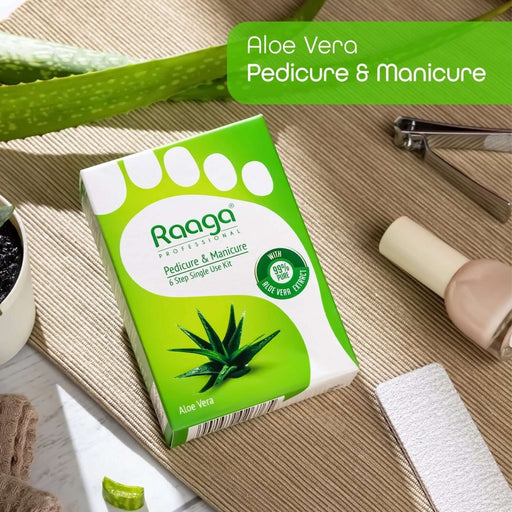 Raaga Professional Aloe Vera Pedicure and Manicure Kit for Soft & Relaxed Hands and Feet | 99% Pure Aloe Vera Extract | 6 Sachets | 63 gm - Cavinkart