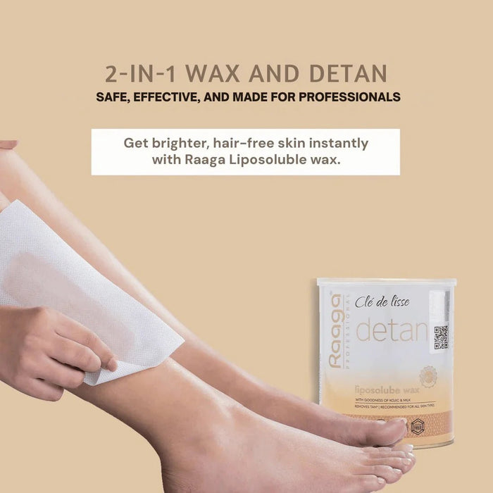 Raaga Professional Detan Kojic and Milk Liposoluble Wax | Removes Tan | Dermatologically Tested, Colophony Free | For All Skin Types (800 ml) - Cavinkart