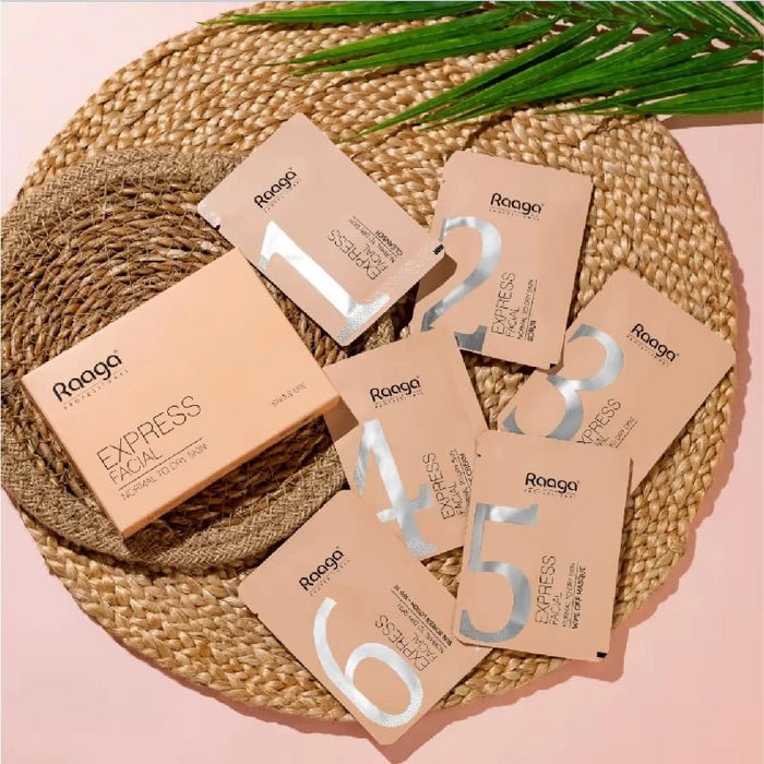 Raaga Professional Express Facial Kit | Formulated for Normal to Dry Skin | 35g (Pack of 6) - Cavinkart