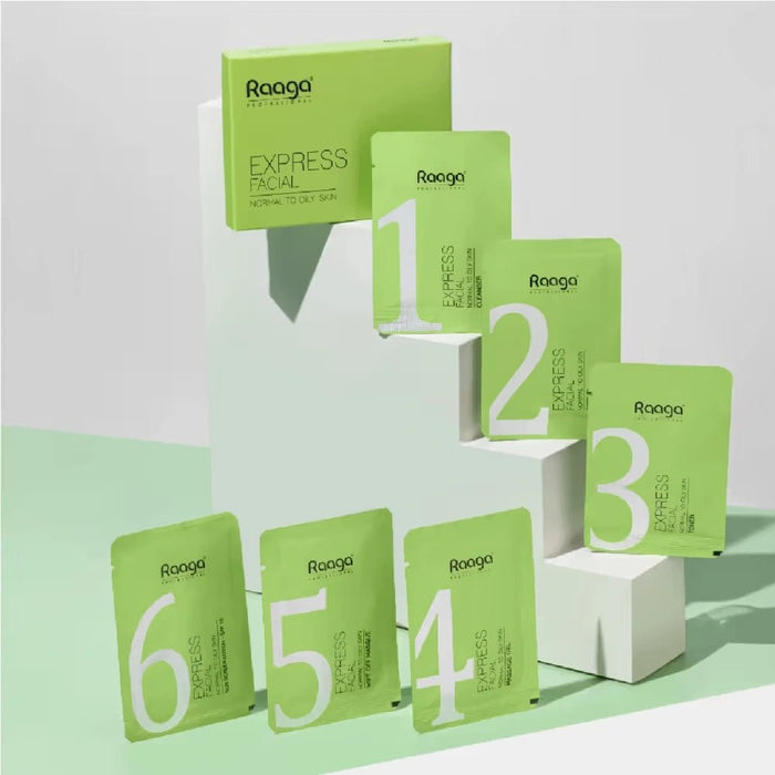 Raaga Professional Express Facial Kit revitalises and improves skin texture | Normal to Oily Skin, 35 g (Pack of 6) - Cavinkart