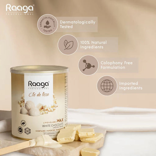 Raaga Professional Liposoluble Wax, White Chocolate, 800ml | Full Body White Chocolate Wax | Pain - free Waxing process - Cavinkart