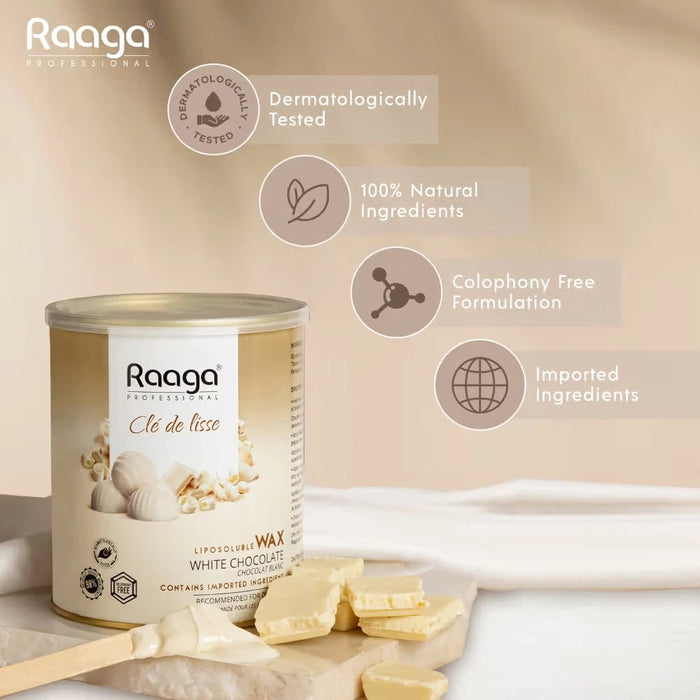 Raaga Professional Liposoluble Wax, White Chocolate, 800ml | Full Body White Chocolate Wax | Pain - free Waxing process - Cavinkart