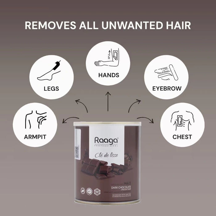 Raaga Professional Liposoluble Wax with Dark Chocolate | Pain free waxing suitable for All skin types, 800ml - Cavinkart